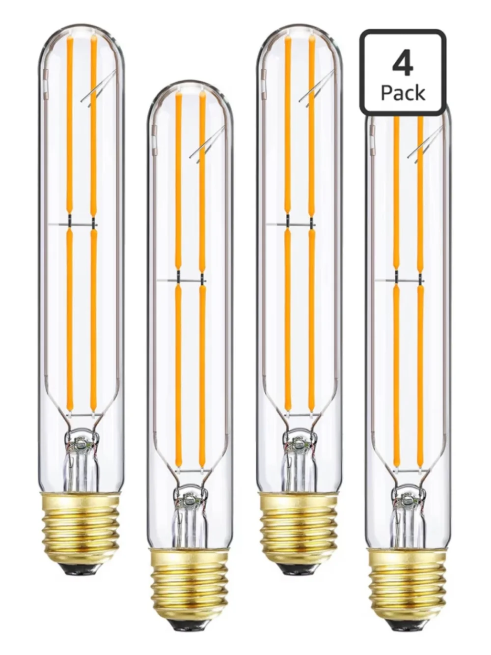 NEW 4 Pk E26 Tubular Led Bulbs Dimmable T10 Led Light 6W Equal 60 Watt,2700K